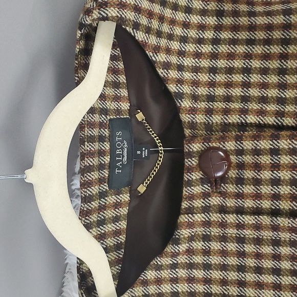 Talbots 3/4 Sleeve Plaid Blazer 100% Wool, Fully Lined, Size 8 - Picture 3 of 8